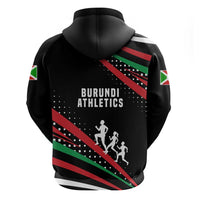 Burundi Hoodie with Athletics Runners Black Red Green Flag Spirit