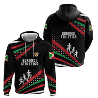 Burundi Hoodie with Athletics Runners Black Red Green Flag Spirit