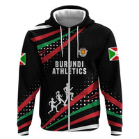 Burundi Hoodie with Athletics Runners Black Red Green Flag Spirit