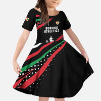 Burundi Kid Short Sleeve Dress with Athletics Runners Black Red Green Flag Spirit