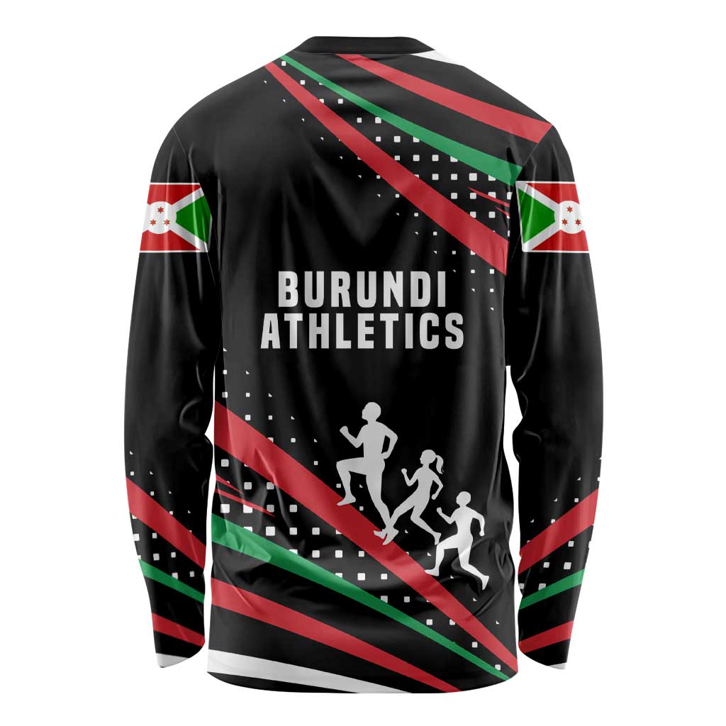 Burundi Long Sleeve Shirt with Athletics Runners Black Red Green Flag Spirit