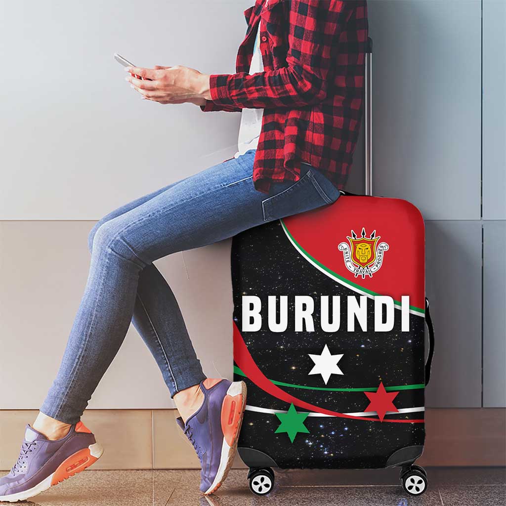Burundi Luggage Cover with Athletics Runners Black Red Green Flag Spirit