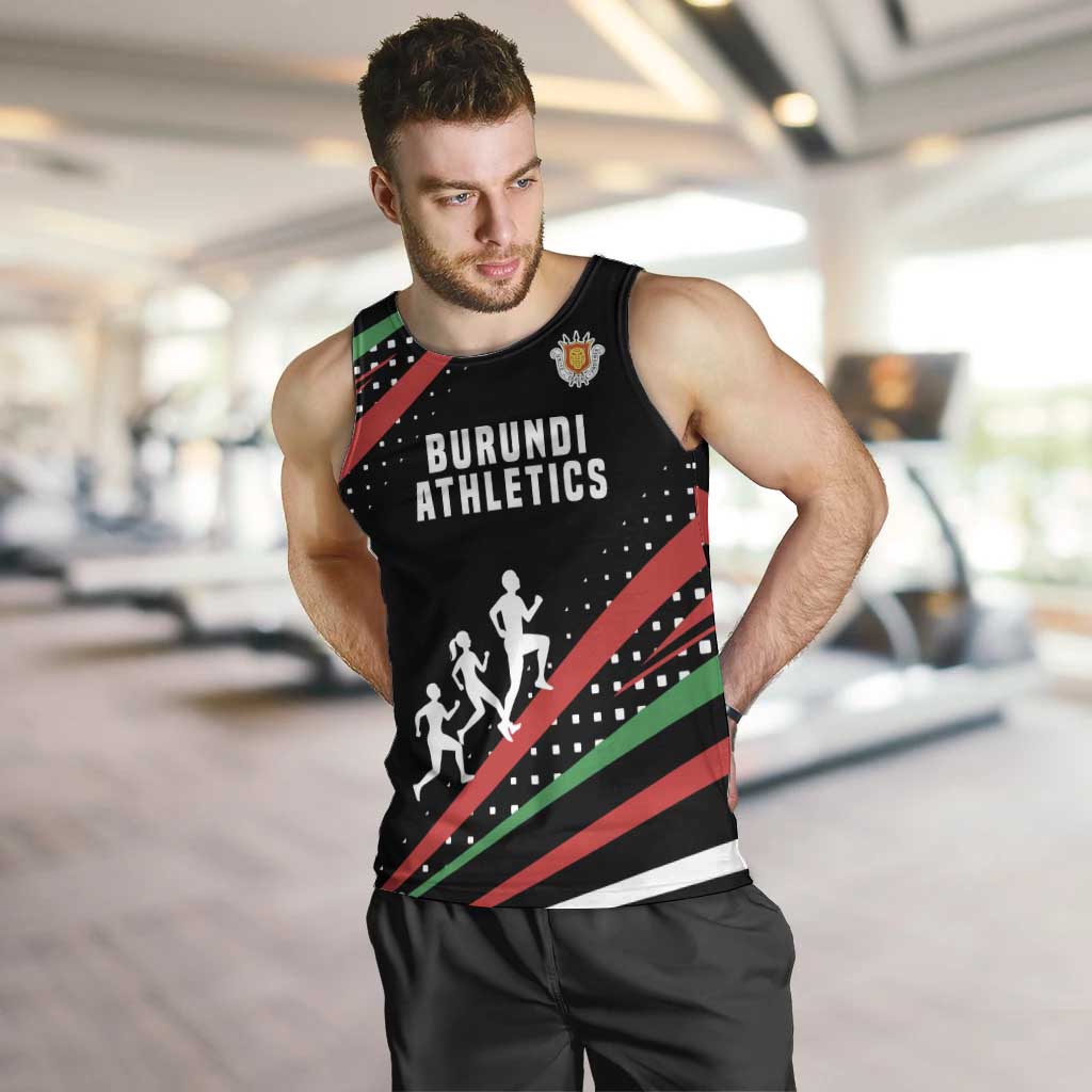 Burundi Men Tank Top with Athletics Runners Black Red Green Flag Spirit