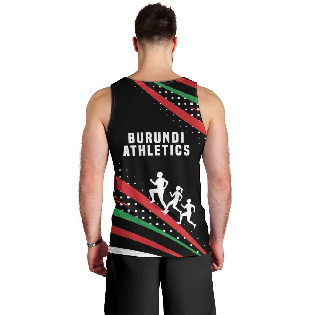 Burundi Men Tank Top with Athletics Runners Black Red Green Flag Spirit