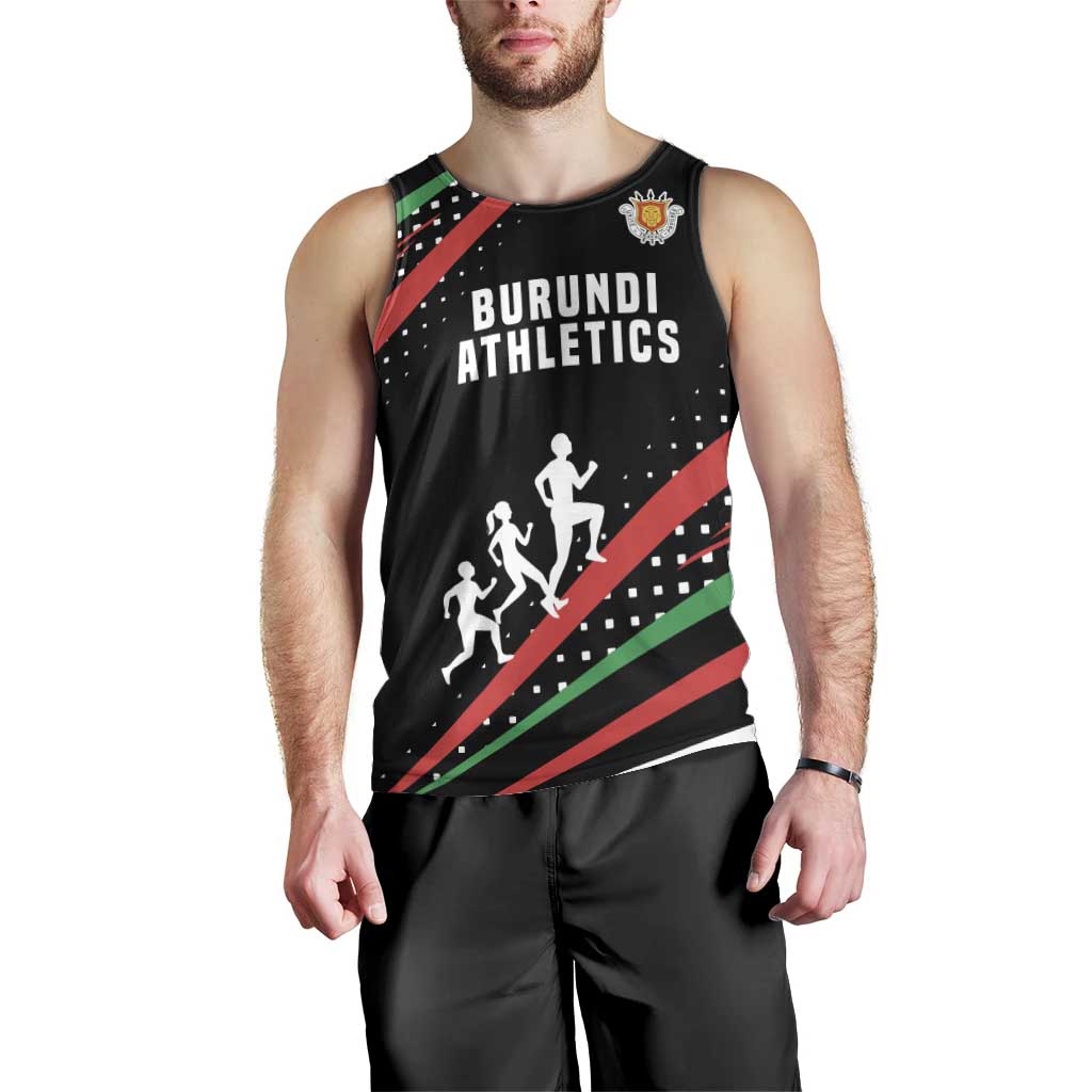 Burundi Men Tank Top with Athletics Runners Black Red Green Flag Spirit