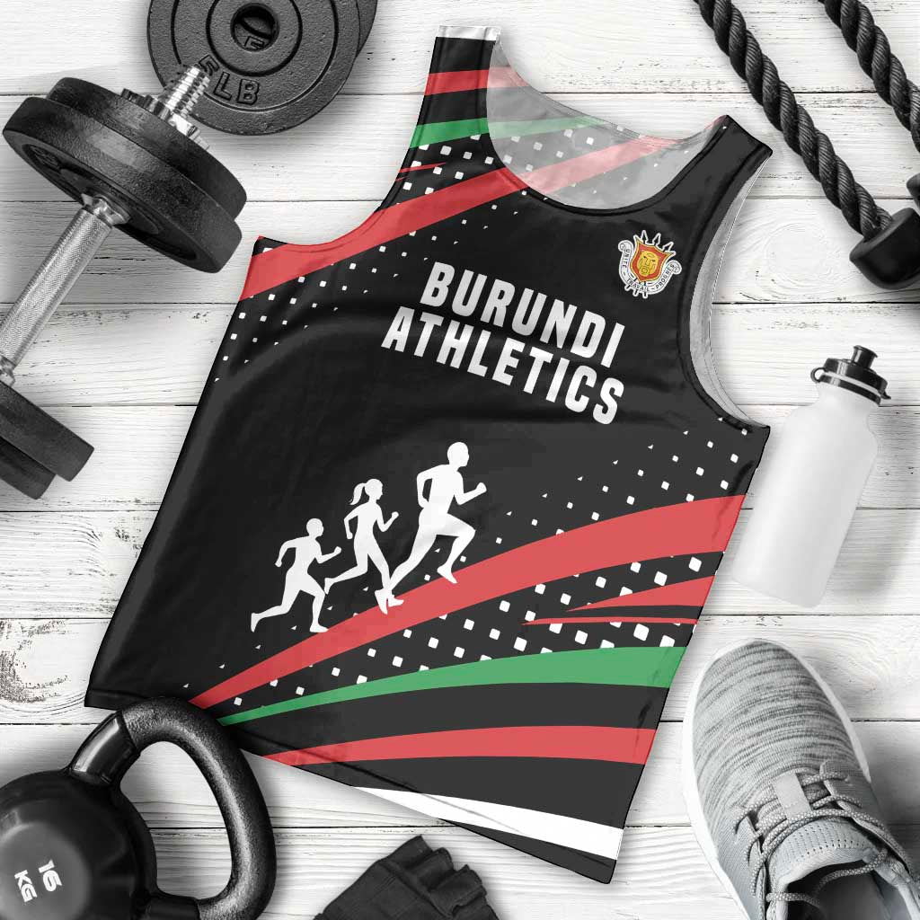 Burundi Men Tank Top with Athletics Runners Black Red Green Flag Spirit