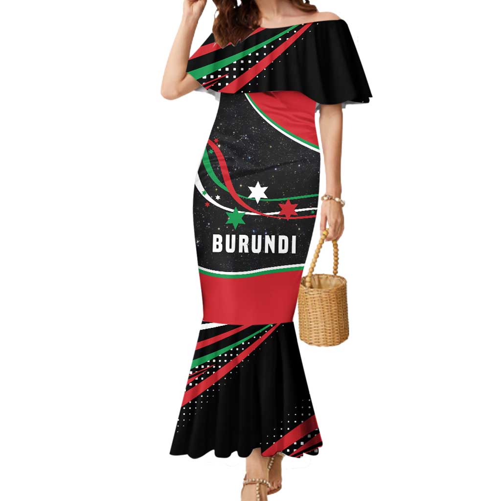 Burundi Mermaid Dress with Athletics Runners Black Red Green Flag Spirit