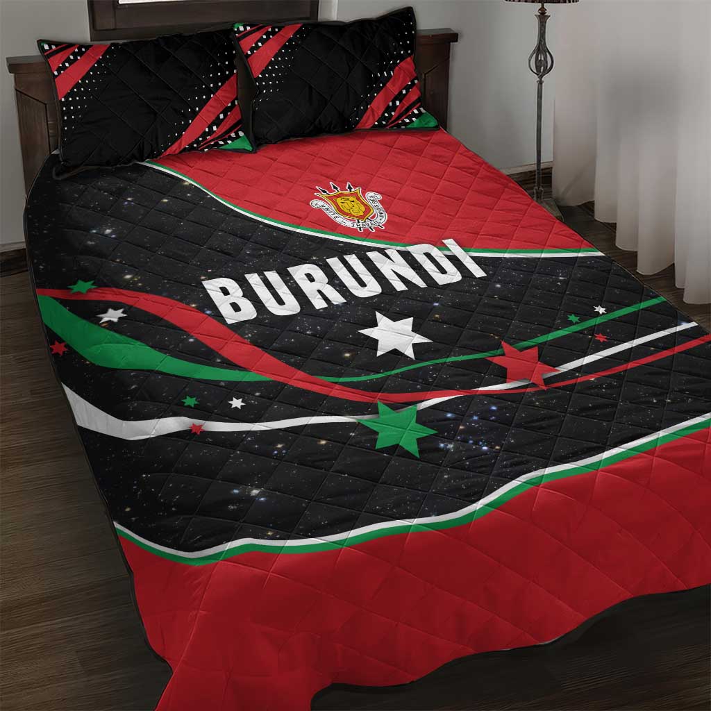 Burundi Quilt Bed Set with Athletics Runners Black Red Green Flag Spirit