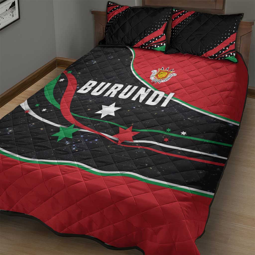 Burundi Quilt Bed Set with Athletics Runners Black Red Green Flag Spirit