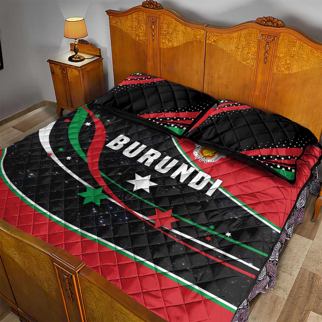Burundi Quilt Bed Set with Athletics Runners Black Red Green Flag Spirit
