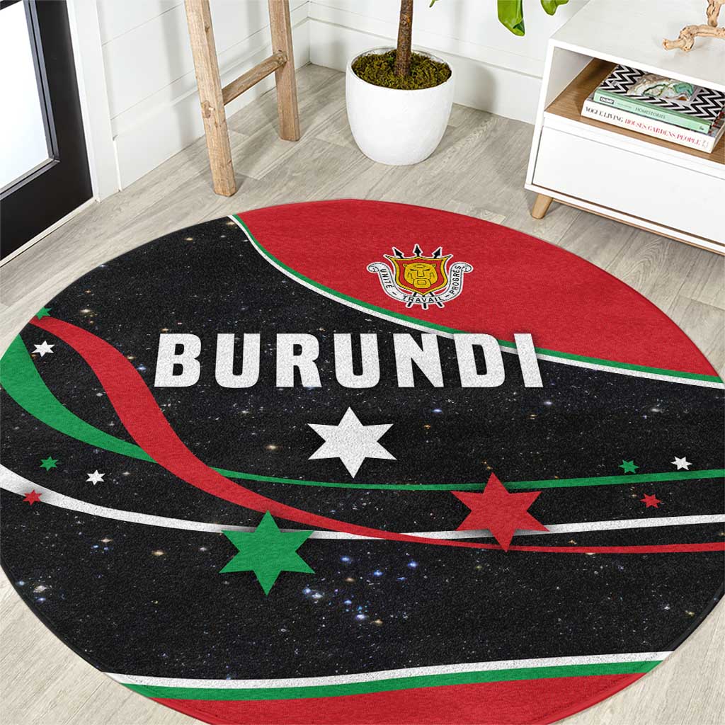 Burundi Round Carpet with Athletics Runners Black Red Green Flag Spirit