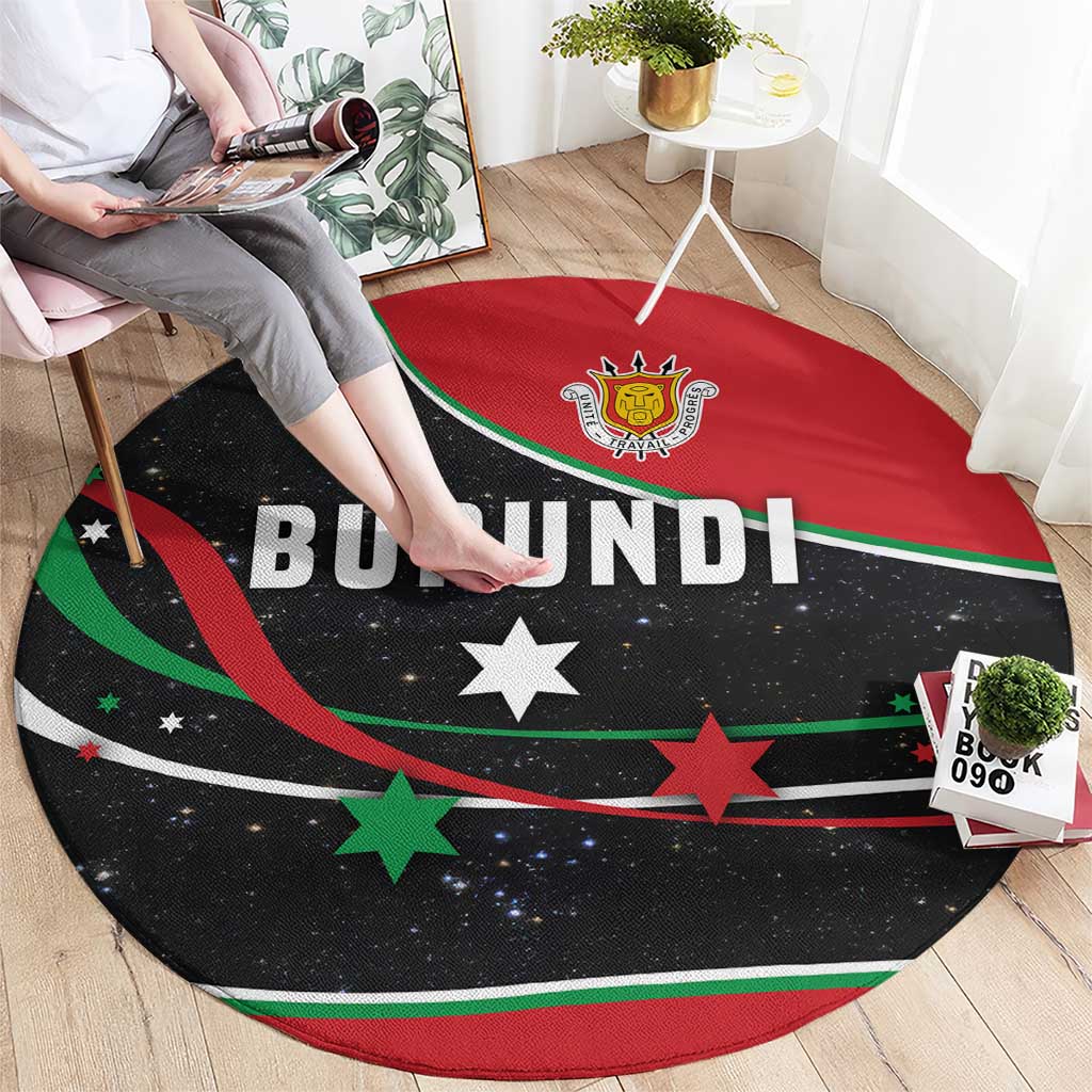 Burundi Round Carpet with Athletics Runners Black Red Green Flag Spirit