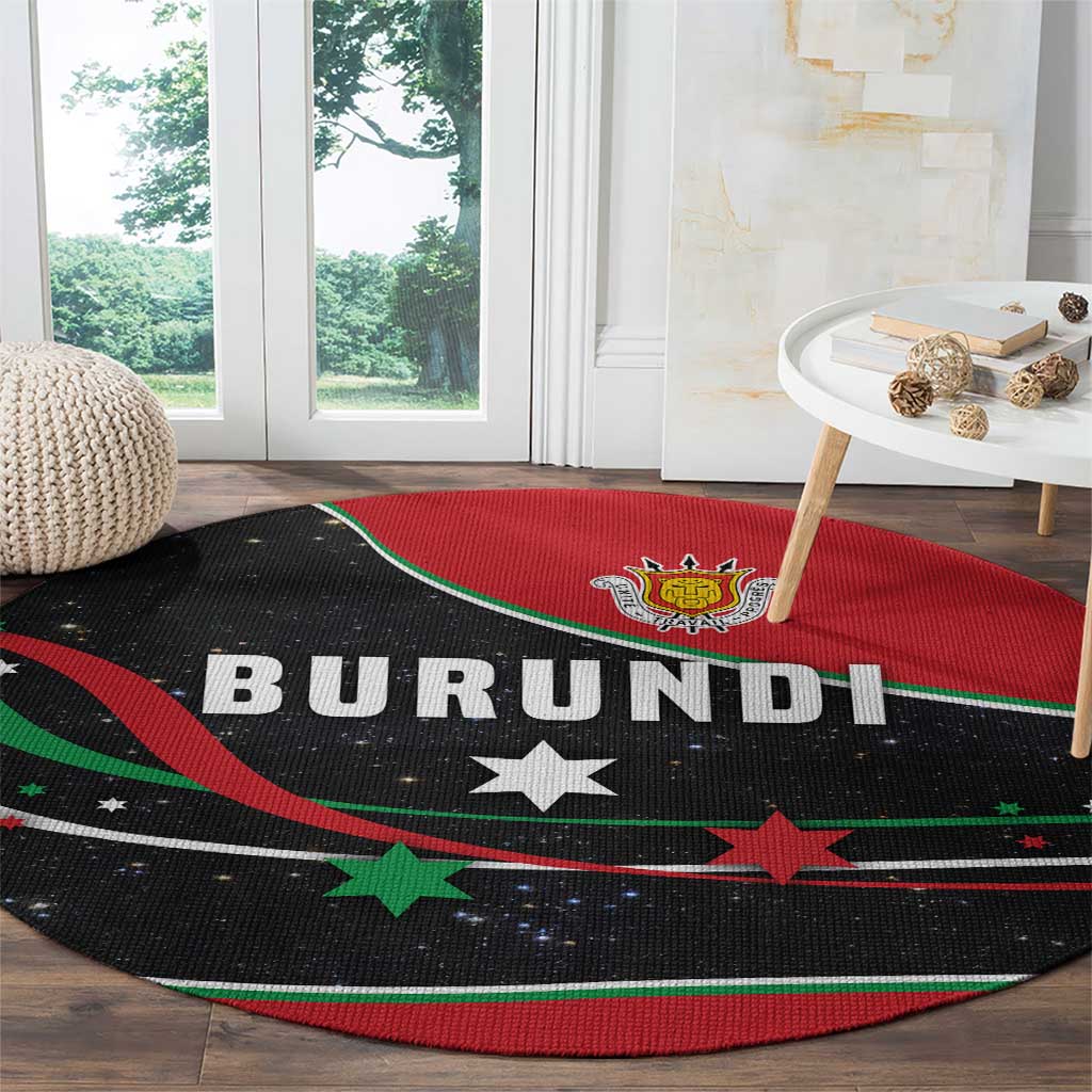 Burundi Round Carpet with Athletics Runners Black Red Green Flag Spirit