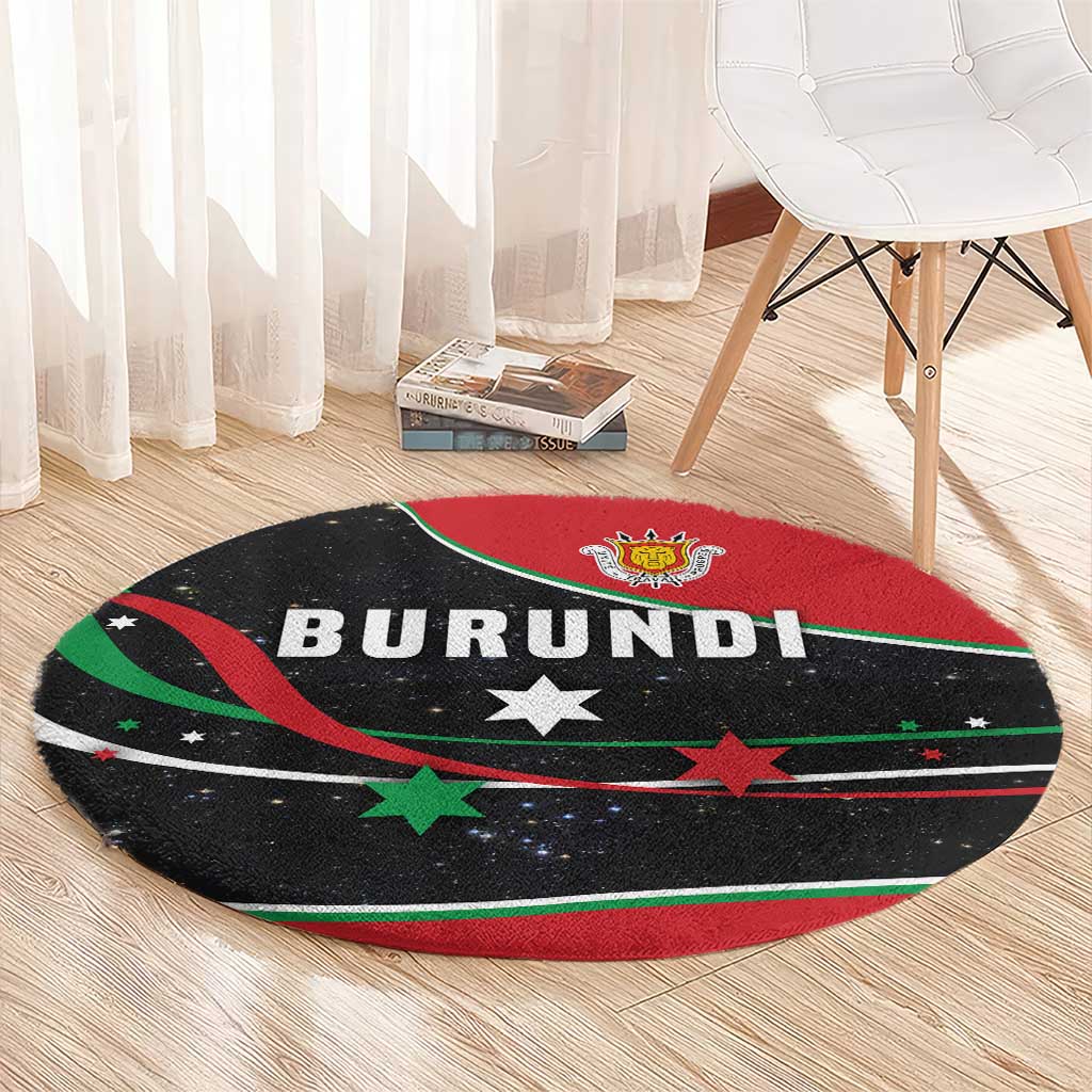 Burundi Round Carpet with Athletics Runners Black Red Green Flag Spirit