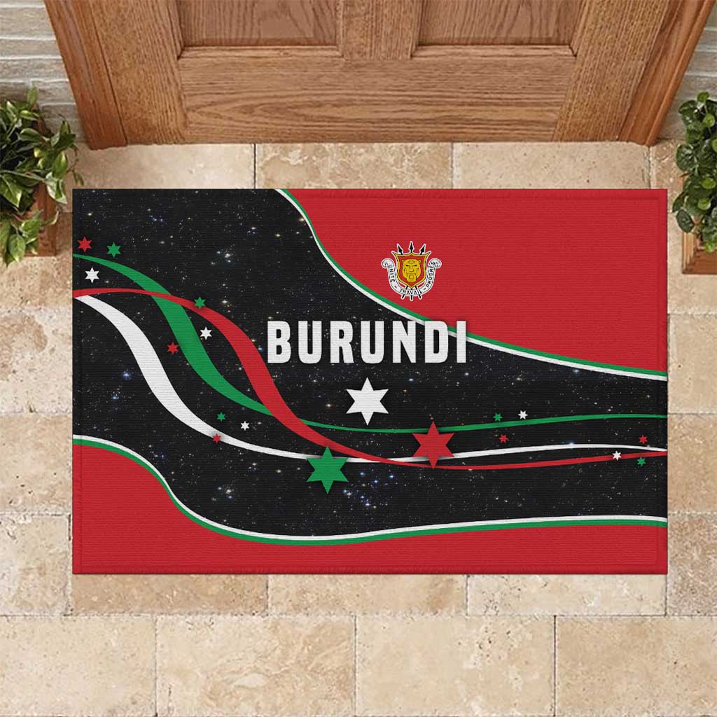 Burundi Rubber Doormat with Athletics Runners Black Red Green Flag Spirit