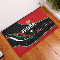 Burundi Rubber Doormat with Athletics Runners Black Red Green Flag Spirit