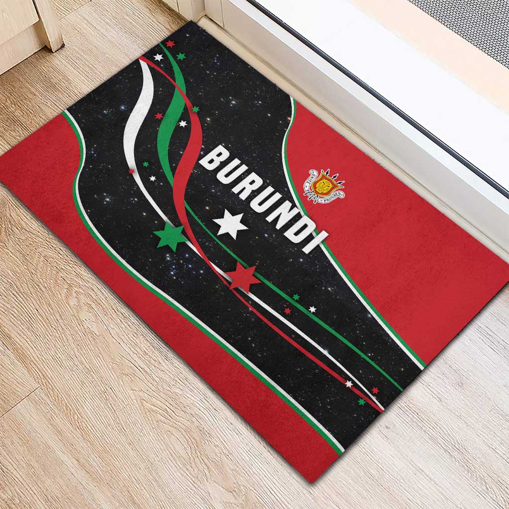 Burundi Rubber Doormat with Athletics Runners Black Red Green Flag Spirit