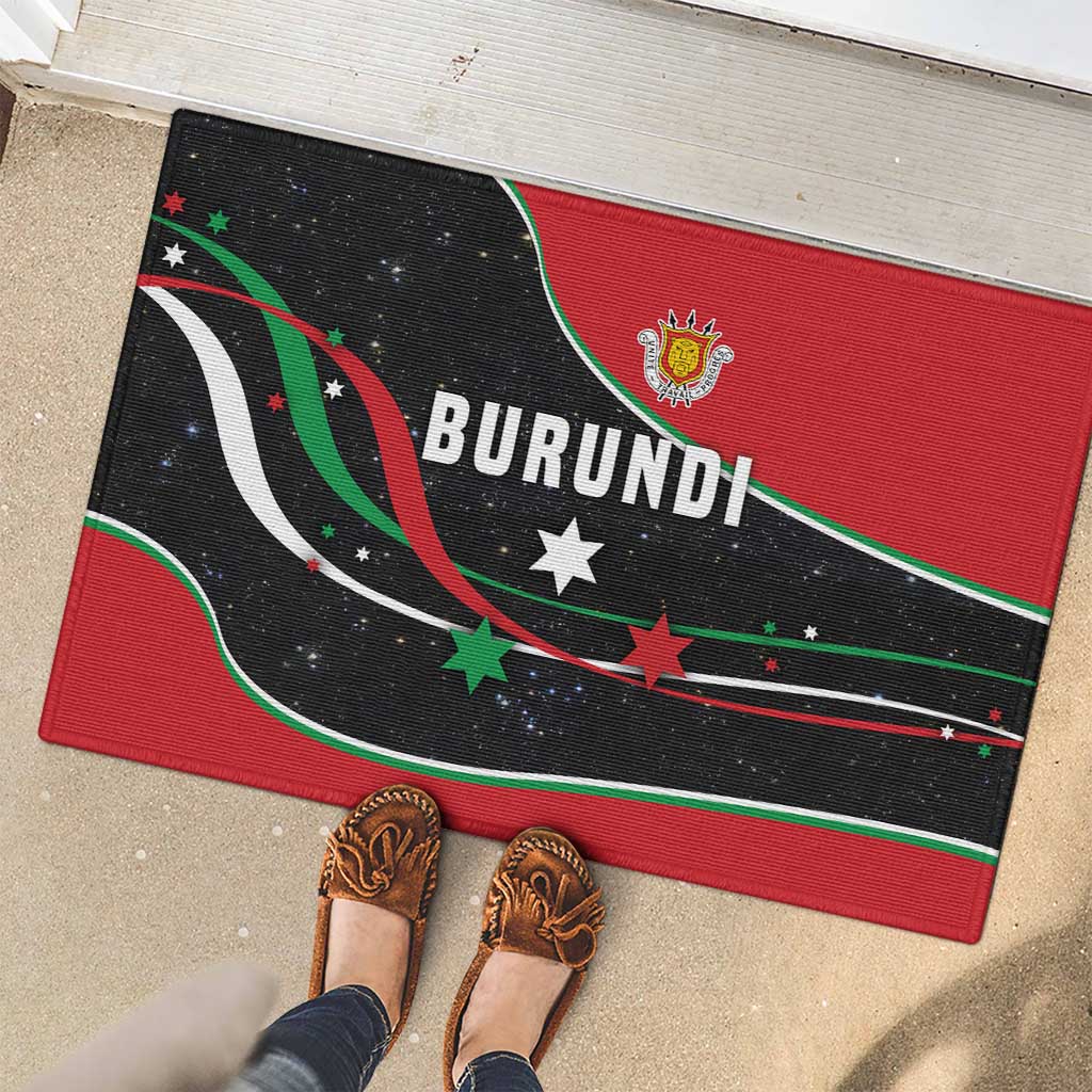 Burundi Rubber Doormat with Athletics Runners Black Red Green Flag Spirit