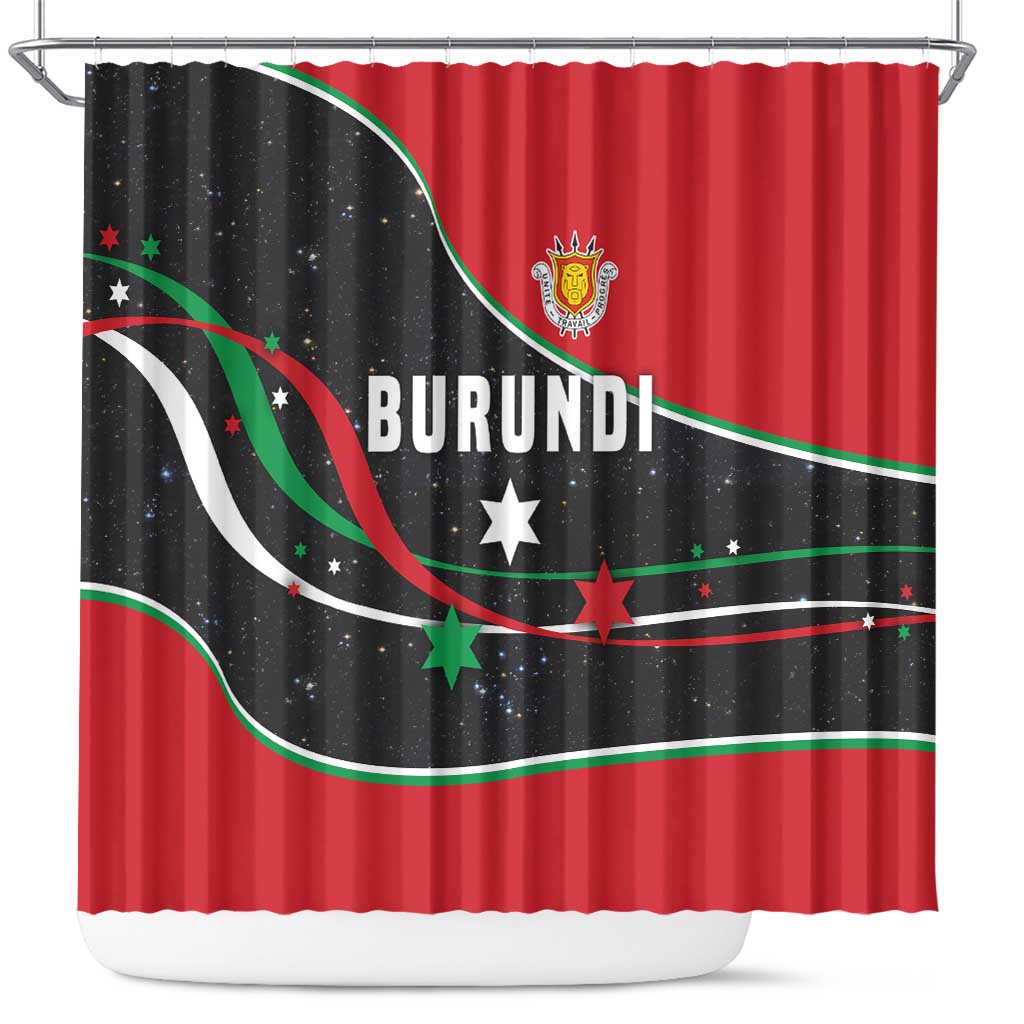 Burundi Shower Curtain with Athletics Runners Black Red Green Flag Spirit