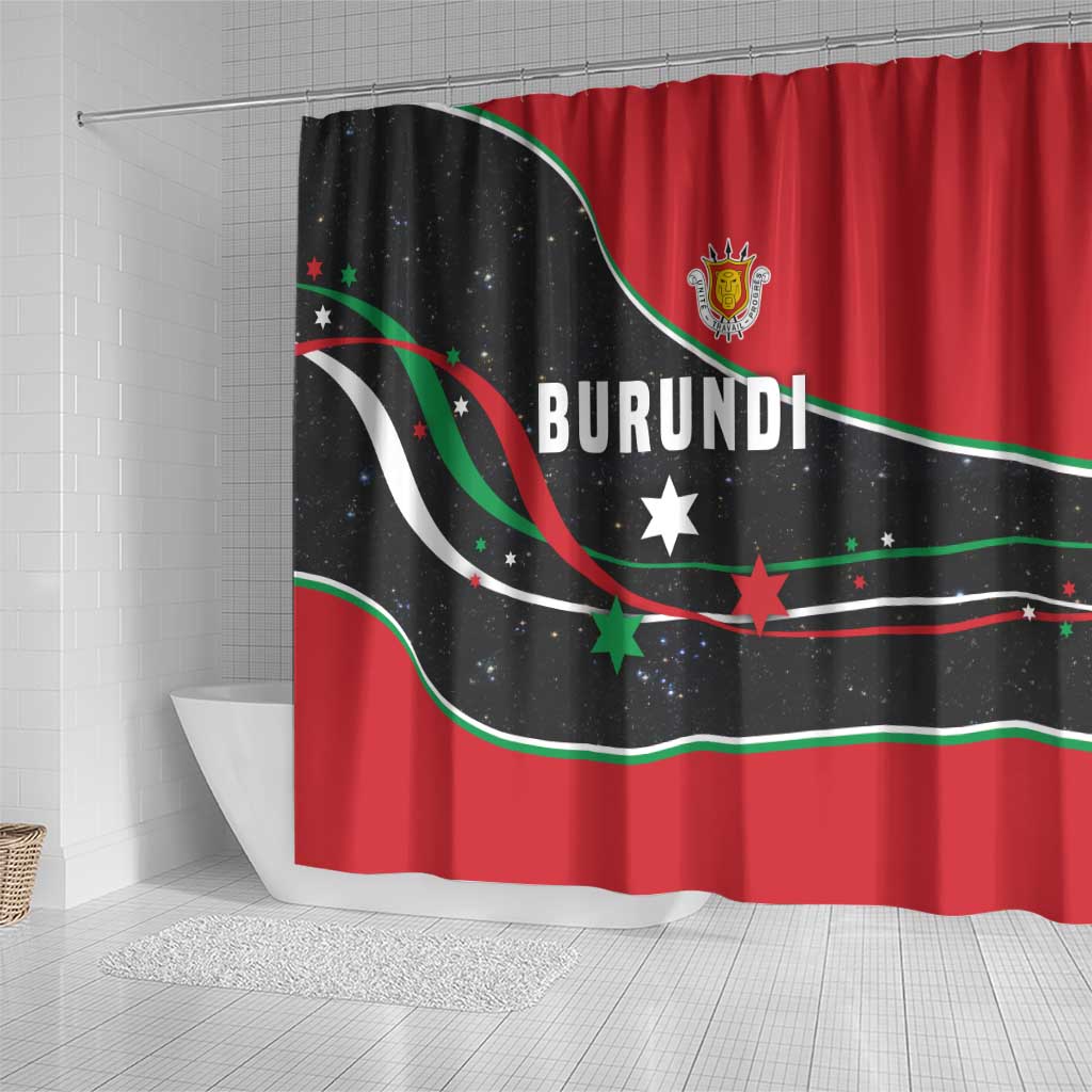 Burundi Shower Curtain with Athletics Runners Black Red Green Flag Spirit