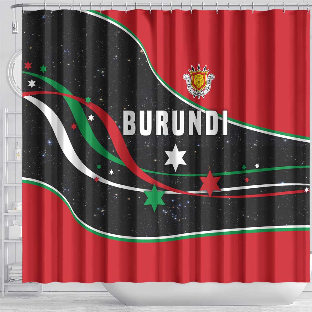 Burundi Shower Curtain with Athletics Runners Black Red Green Flag Spirit