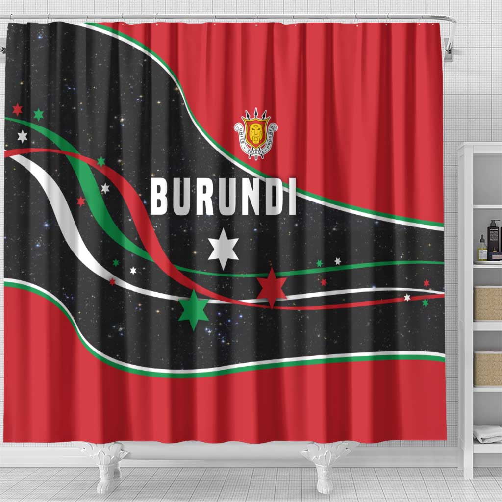 Burundi Shower Curtain with Athletics Runners Black Red Green Flag Spirit
