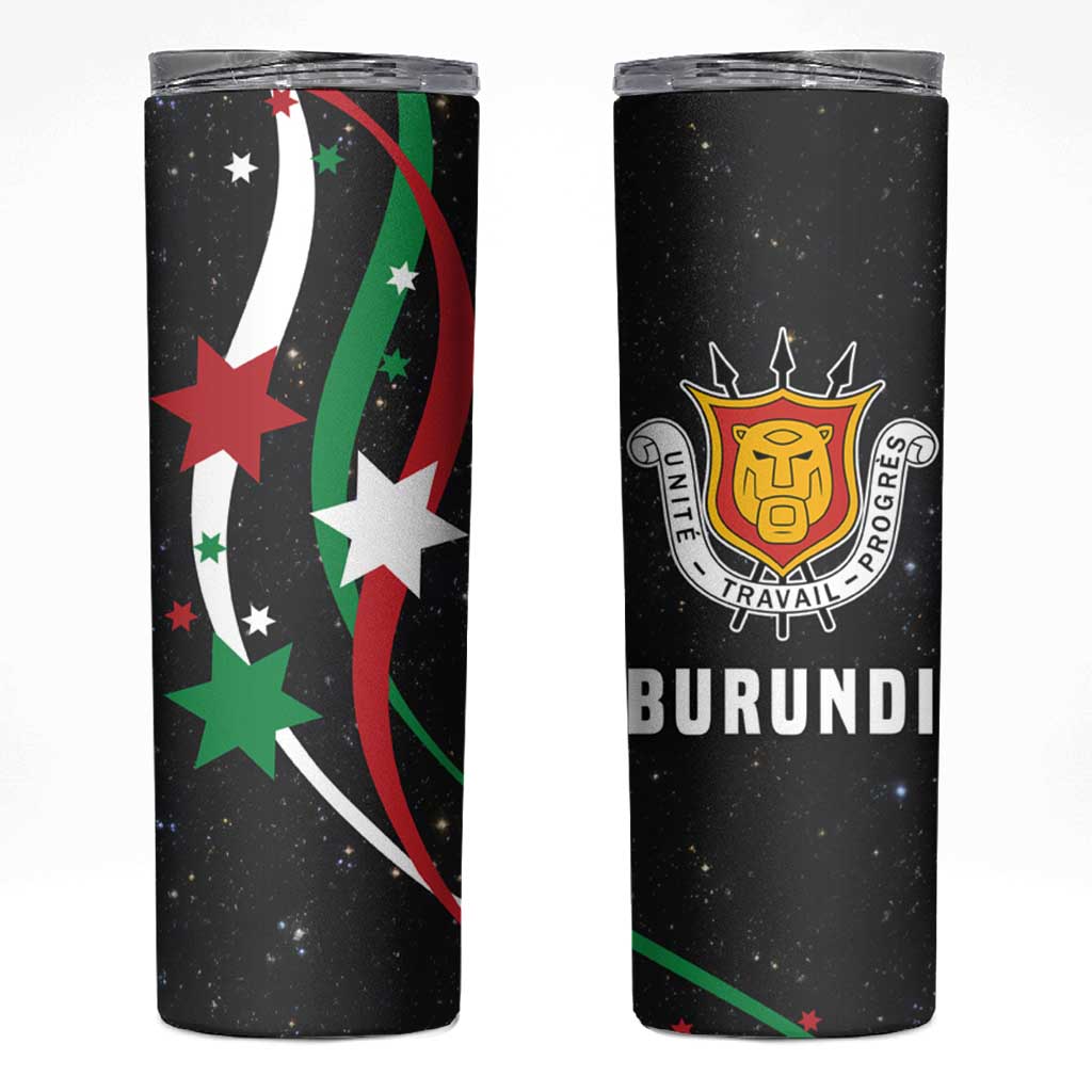 Burundi Skinny Tumbler with Athletics Runners Black Red Green Flag Spirit