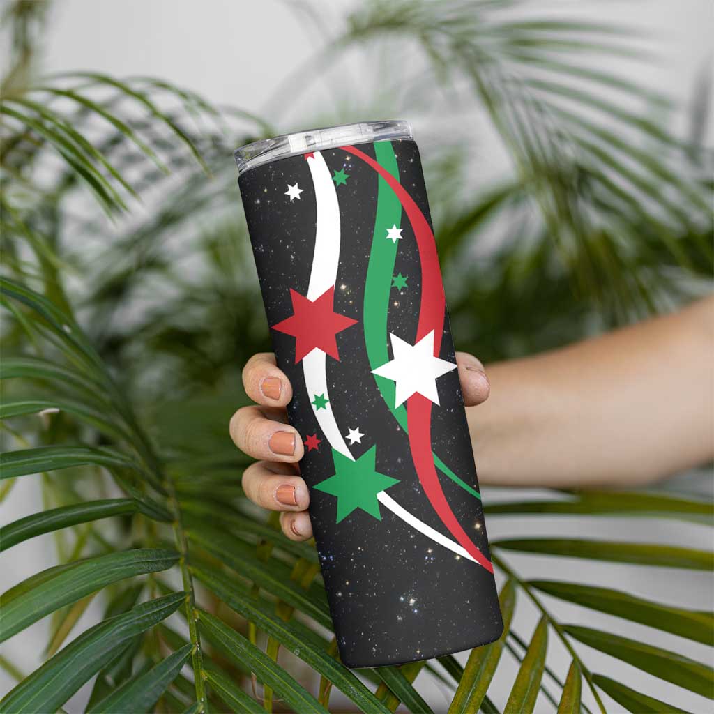 Burundi Skinny Tumbler with Athletics Runners Black Red Green Flag Spirit