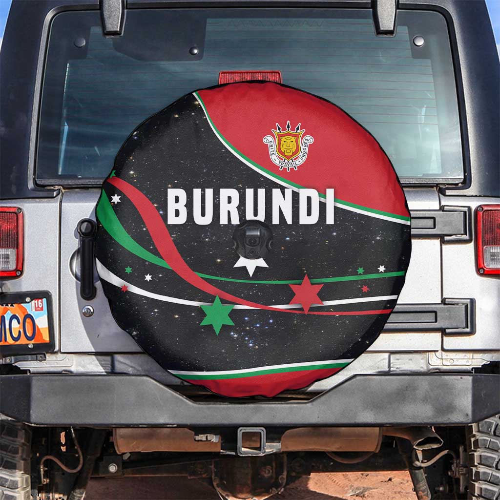 Burundi Spare Tire Cover with Athletics Runners Black Red Green Flag Spirit