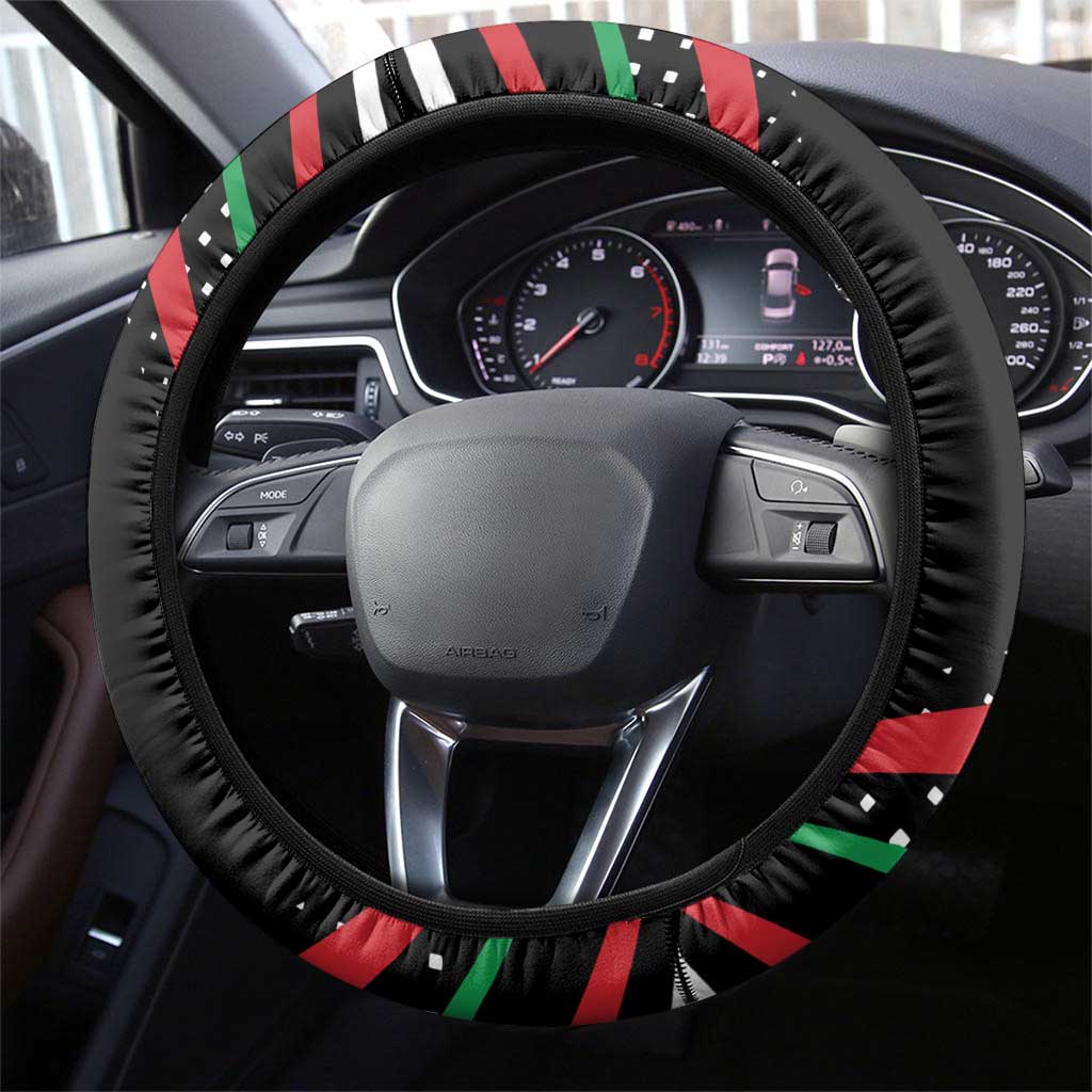 Burundi Steering Wheel Cover with Athletics Runners Black Red Green Flag Spirit