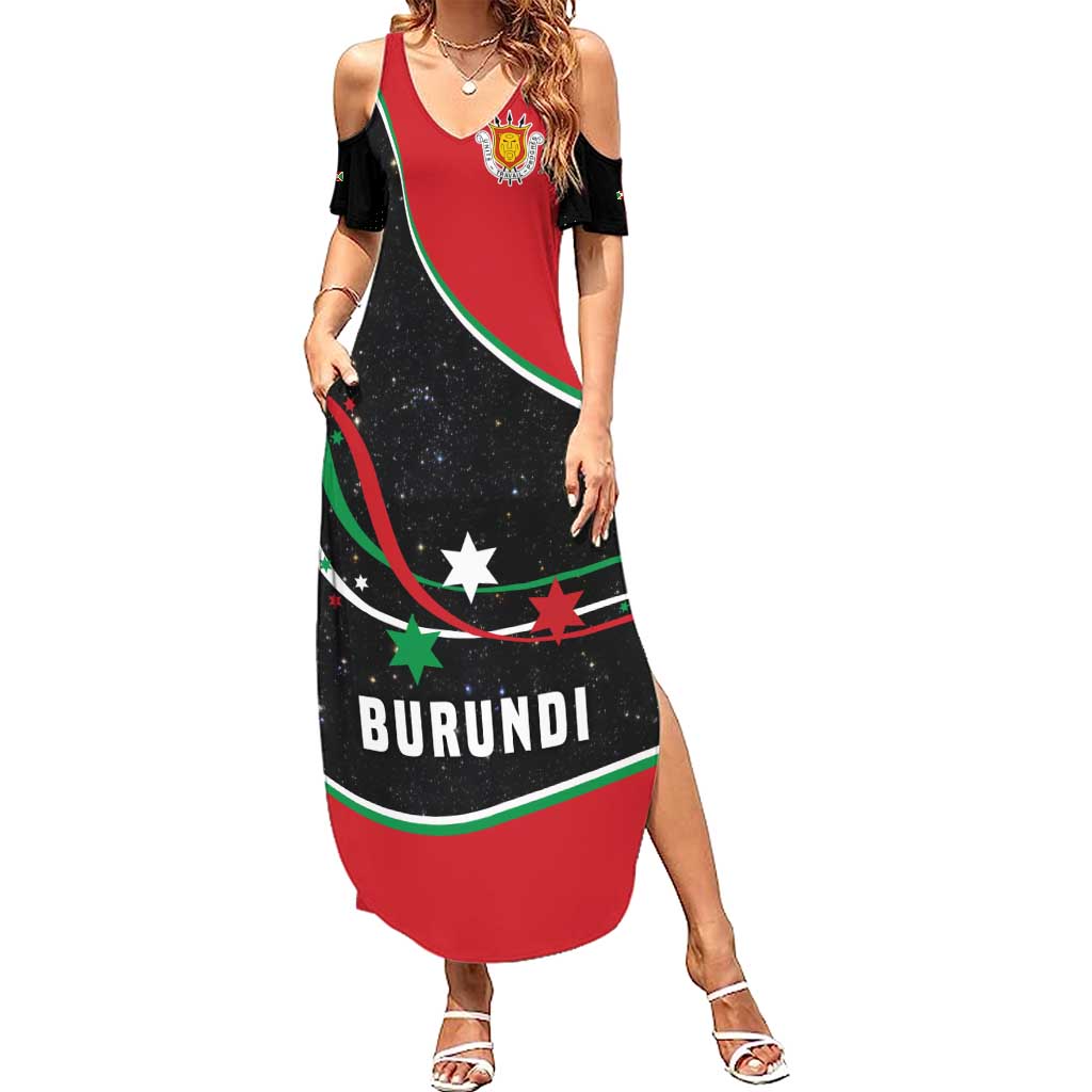 Burundi Summer Maxi Dress with Athletics Runners Black Red Green Flag Spirit