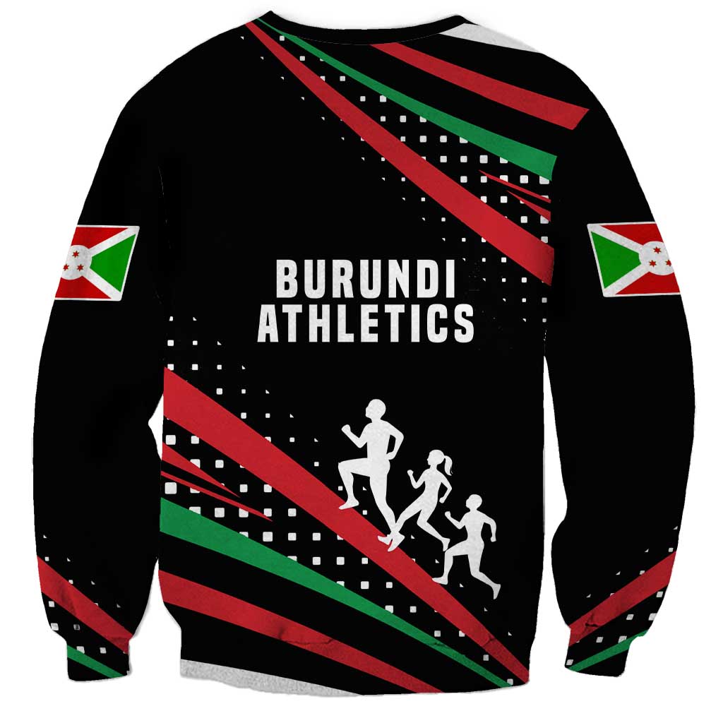 Burundi Sweatshirt with Athletics Runners Black Red Green Flag Spirit