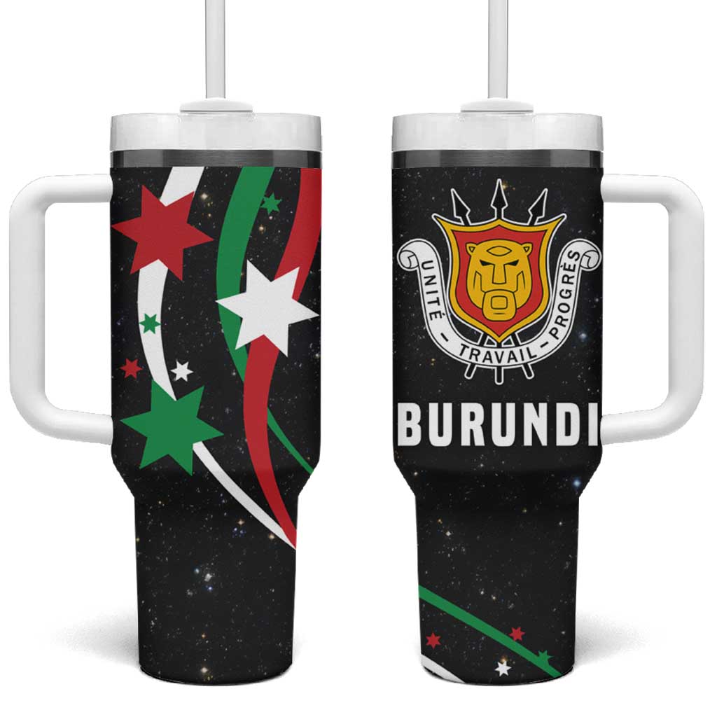 Burundi Tumbler With Handle with Athletics Runners Black Red Green Flag Spirit