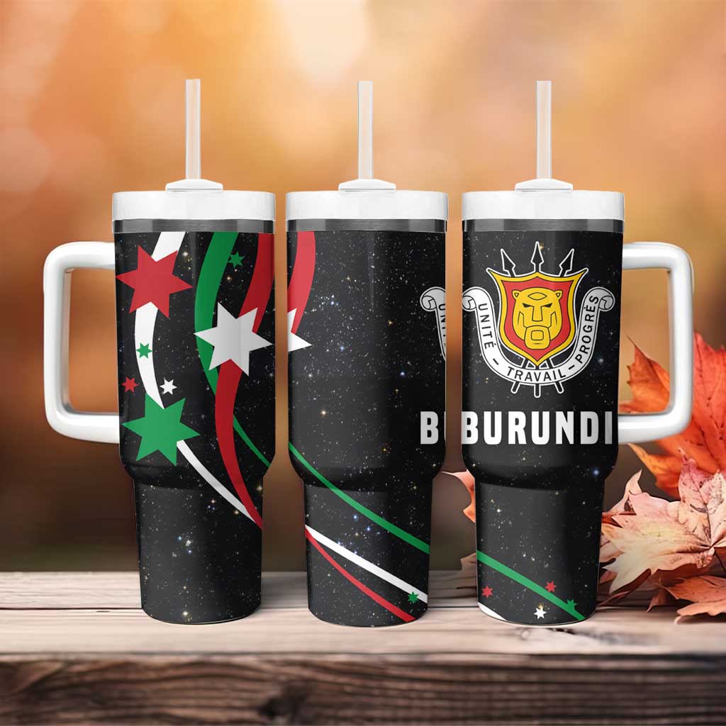 Burundi Tumbler With Handle with Athletics Runners Black Red Green Flag Spirit