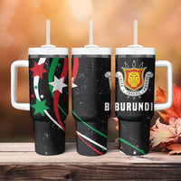 Burundi Tumbler With Handle with Athletics Runners Black Red Green Flag Spirit
