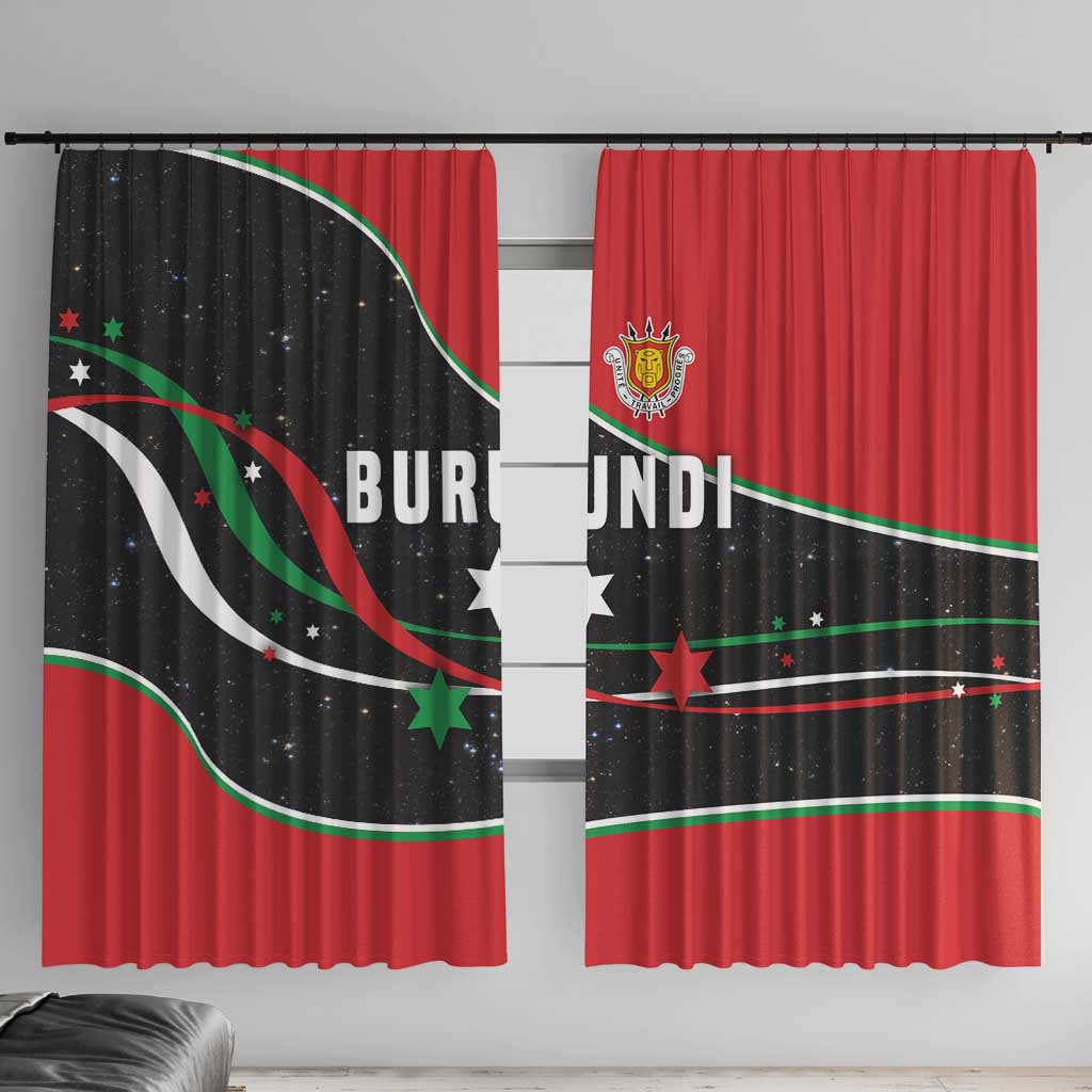 Burundi Window Curtain with Athletics Runners Black Red Green Flag Spirit