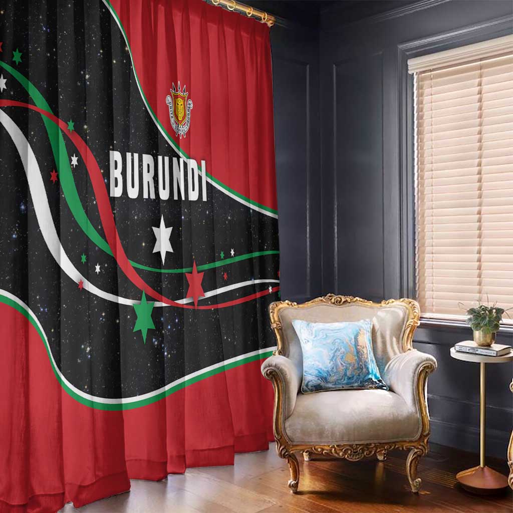 Burundi Window Curtain with Athletics Runners Black Red Green Flag Spirit