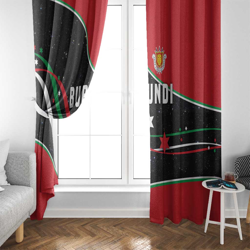 Burundi Window Curtain with Athletics Runners Black Red Green Flag Spirit