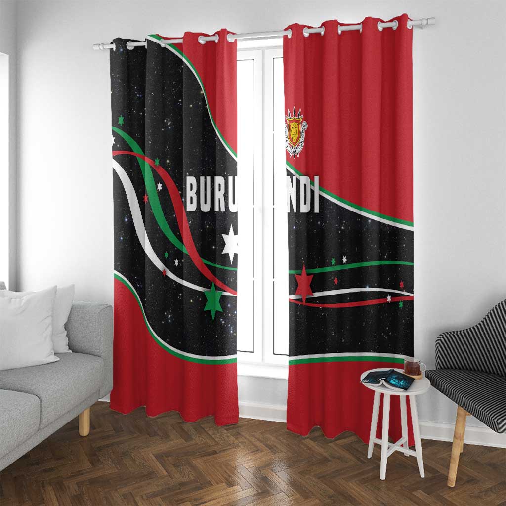 Burundi Window Curtain with Athletics Runners Black Red Green Flag Spirit