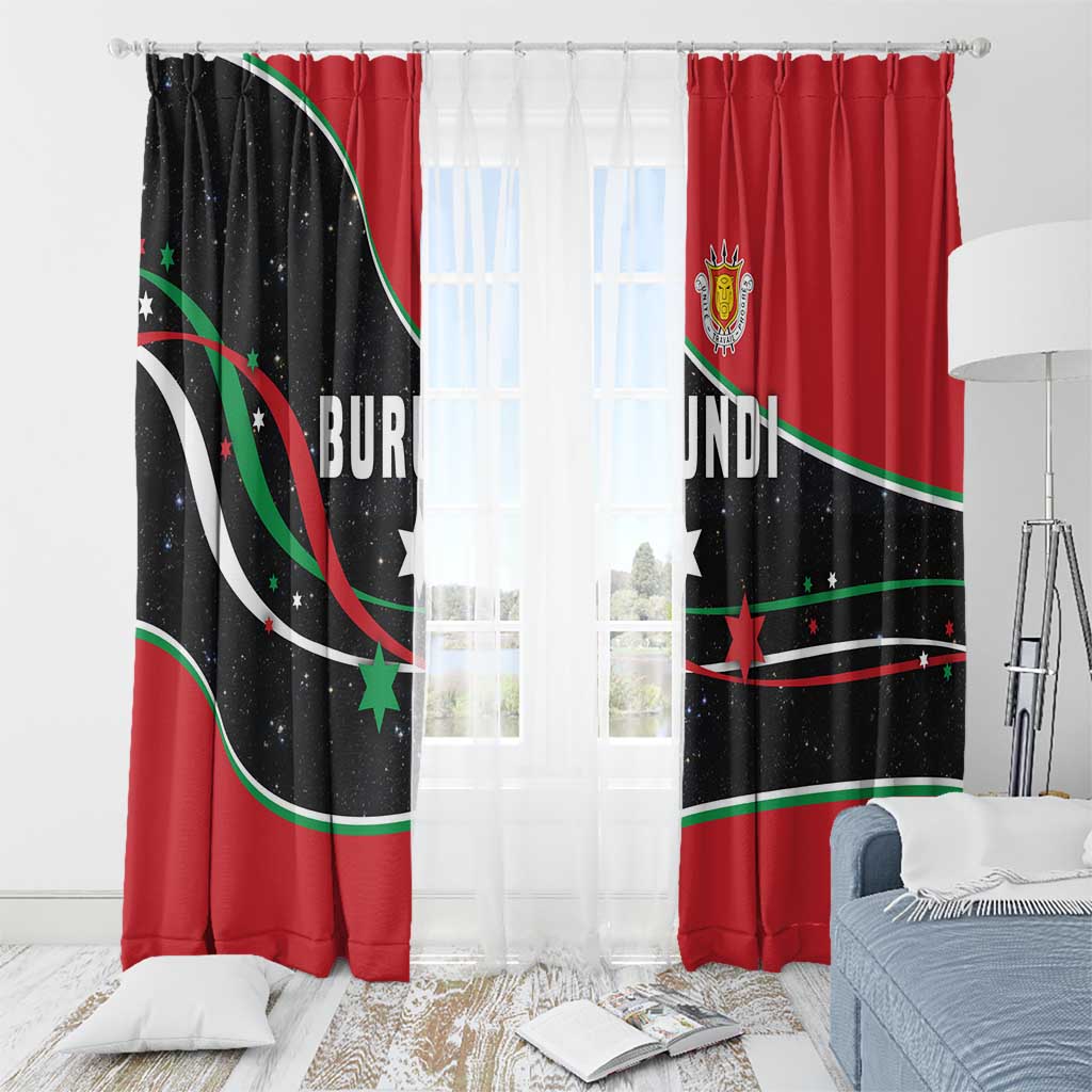 Burundi Window Curtain with Athletics Runners Black Red Green Flag Spirit
