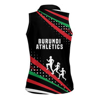 Burundi Women Sleeveless Polo Shirt with Athletics Runners Black Red Green Flag Spirit