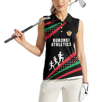 Burundi Women Sleeveless Polo Shirt with Athletics Runners Black Red Green Flag Spirit