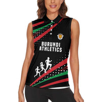 Burundi Women Sleeveless Polo Shirt with Athletics Runners Black Red Green Flag Spirit