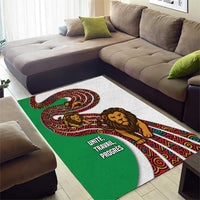 Burundi Lion Tribal Pattern Area Rug with National Motto Unité Travail Progrès