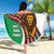 Burundi Lion Tribal Pattern Beach Blanket with National Motto Unité Travail Progrès