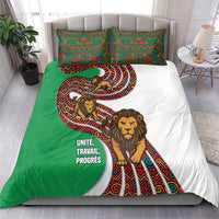 Burundi Lion Tribal Pattern Bedding Set with National Motto Unité Travail Progrès