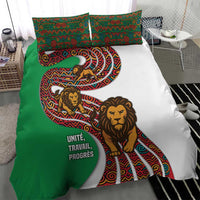 Burundi Lion Tribal Pattern Bedding Set with National Motto Unité Travail Progrès