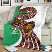 Burundi Lion Tribal Pattern Blanket with National Motto Unité Travail Progrès