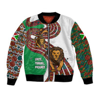 Burundi Lion Tribal Pattern Bomber Jacket with National Motto Unité Travail Progrès