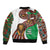 Burundi Lion Tribal Pattern Bomber Jacket with National Motto Unité Travail Progrès